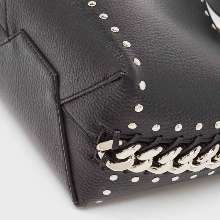 Pre Owned Stella McCartney Black Faux Leather Studded Frayme Bucket Bag