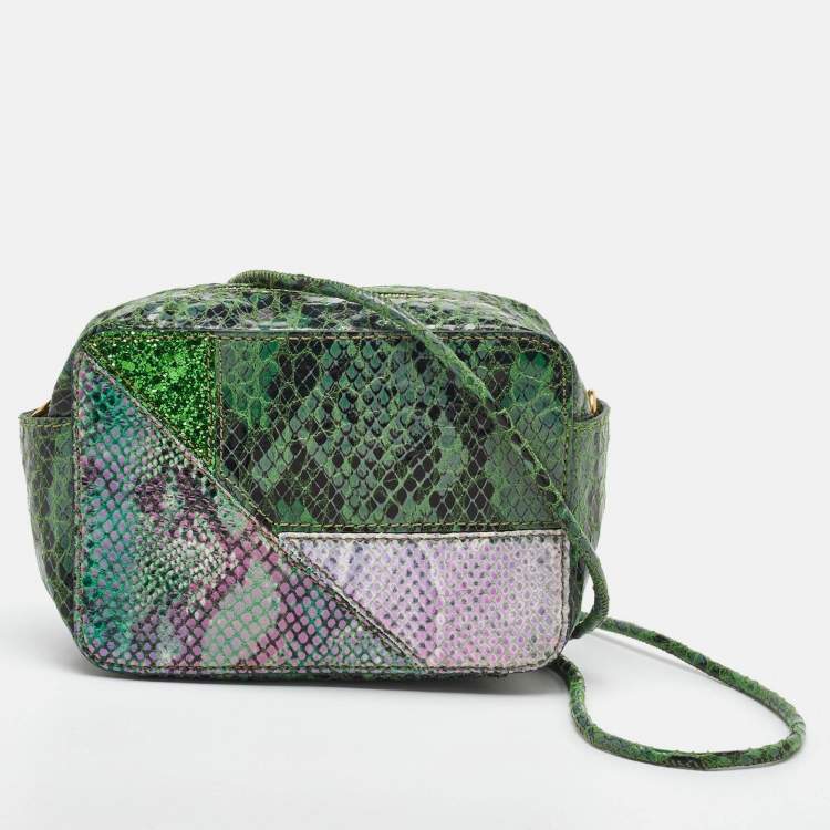 Pre Owned Stella McCartney Green Lizard and Python Embossed Leather Waverly Small Crossbody Bag