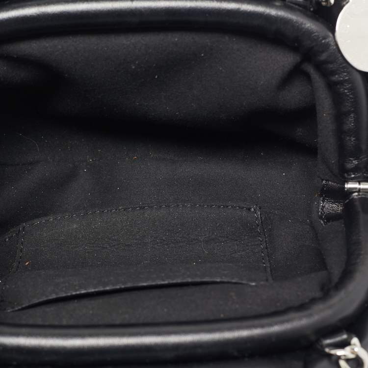 Pre Owned Stella McCartney Black Faux Leather Falabella Double Chain Shoulder Bag