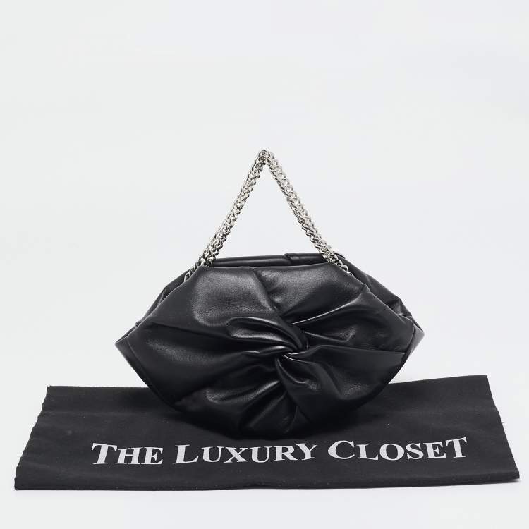 Pre Owned Stella McCartney Black Faux Leather Falabella Double Chain Shoulder Bag