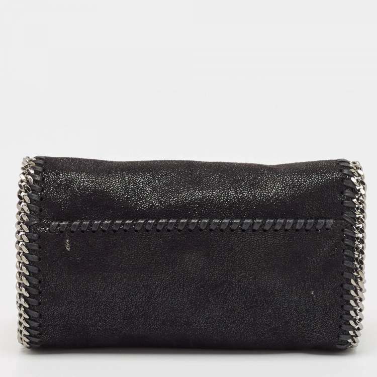 Pre Owned Stella McCartney Black Faux Suede Embellished Falabella Flap Crossbody Bag