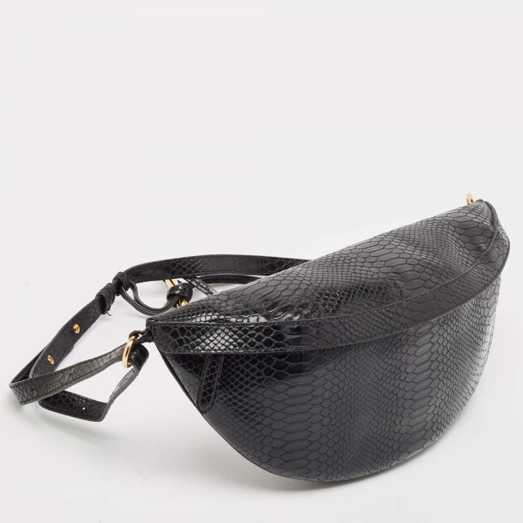 Pre Owned Stella McCartney Black Python Embossed Faux Leather Belt Bag