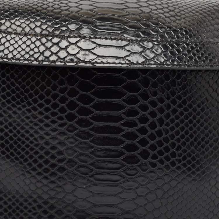 Pre Owned Stella McCartney Black Python Embossed Faux Leather Belt Bag