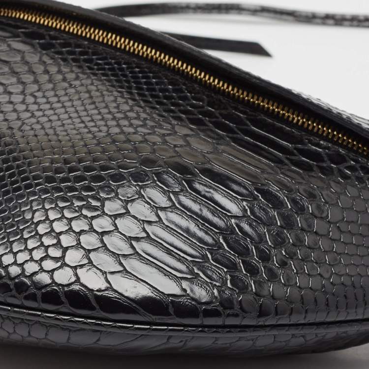 Pre Owned Stella McCartney Black Python Embossed Faux Leather Belt Bag