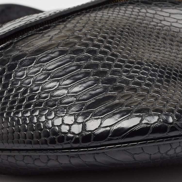 Pre Owned Stella McCartney Black Python Embossed Faux Leather Belt Bag