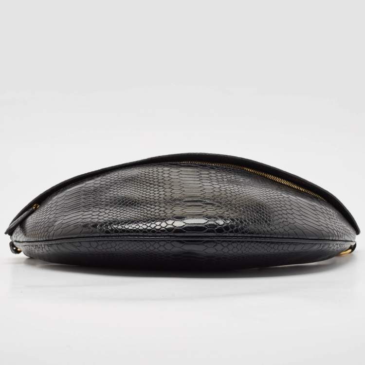 Pre Owned Stella McCartney Black Python Embossed Faux Leather Belt Bag
