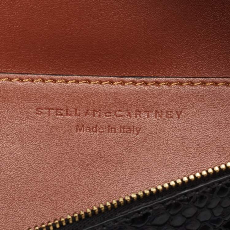 Pre Owned Stella McCartney Black Python Embossed Faux Leather Belt Bag