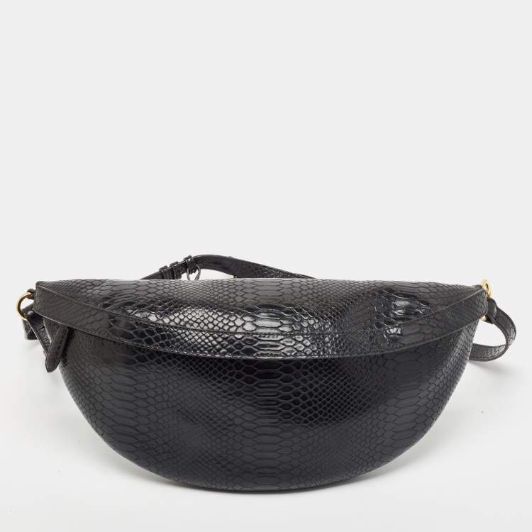 Pre Owned Stella McCartney Black Python Embossed Faux Leather Belt Bag