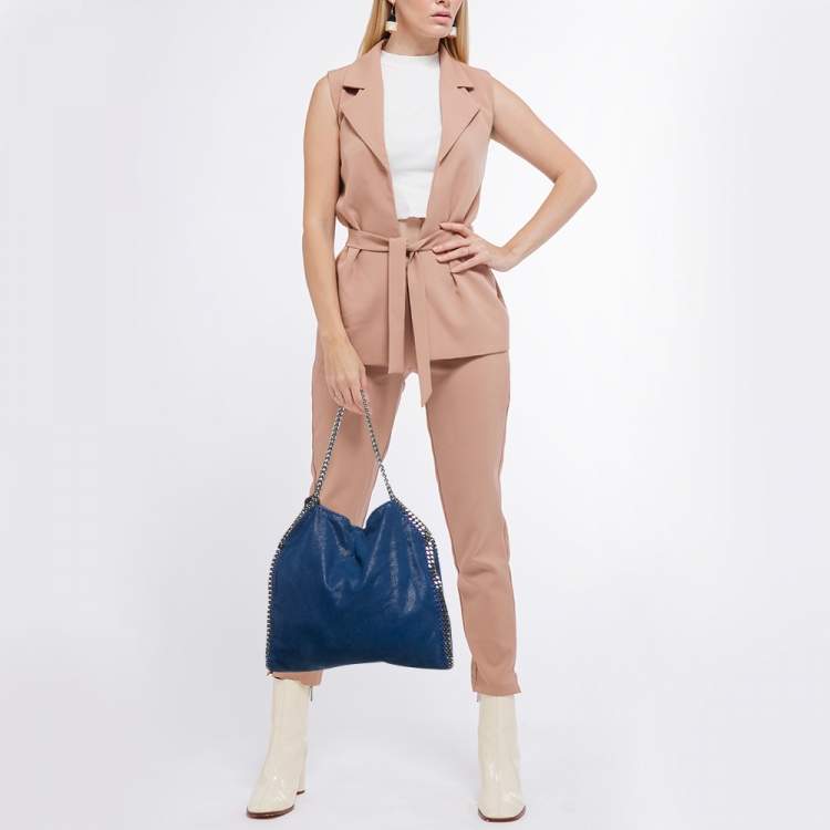 Pre Owned Stella McCartney Blue Faux Suede Small Falabella Tote