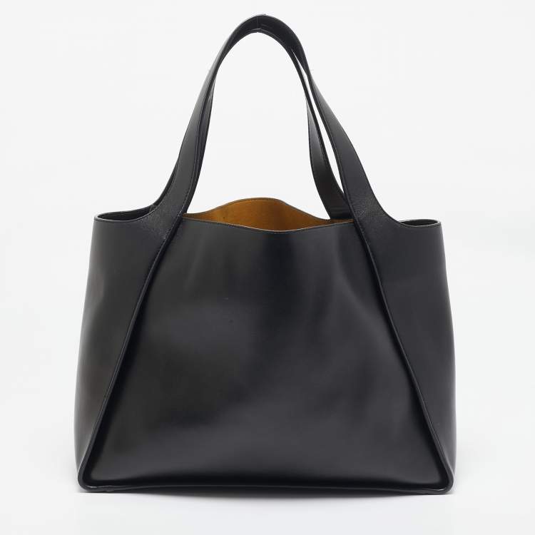 Pre Owned Stella McCartney Black Faux Leather Perforated Logo Tote