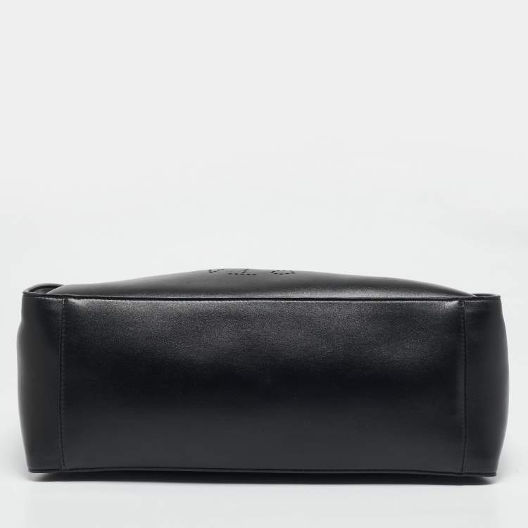 Pre Owned Stella McCartney Black Faux Leather Perforated Logo Tote