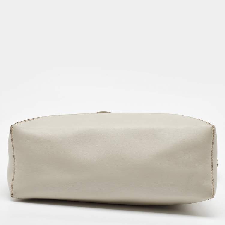 Pre Owned Stella McCartney Light Grey Faux Leather Medium Braided Handle Hobo