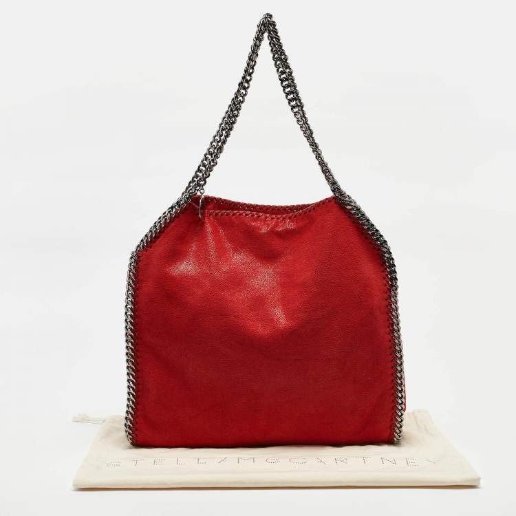 Pre Owned Stella McCartney Red Faux Suede Small Falabella Tote