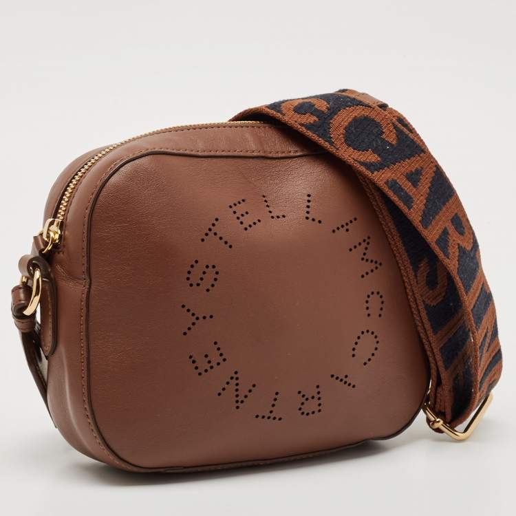 Pre Owned Stella McCartney Brown Faux Leather Small Logo Camera Crossbody Bag