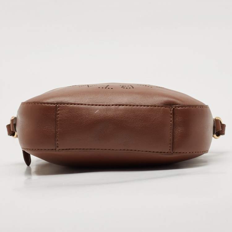 Pre Owned Stella McCartney Brown Faux Leather Small Logo Camera Crossbody Bag