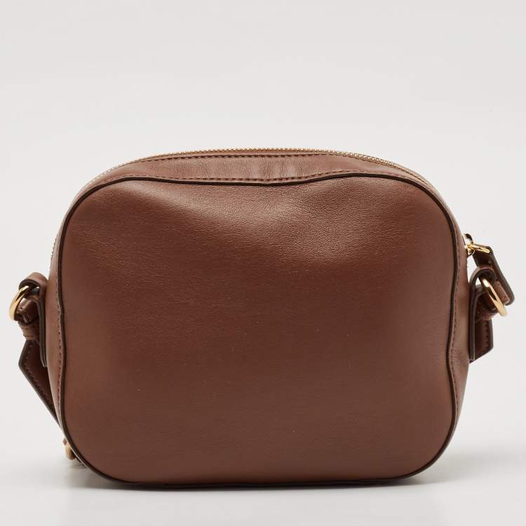 Pre Owned Stella McCartney Brown Faux Leather Small Logo Camera Crossbody Bag