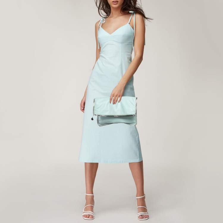 Pre Owned Stella McCartney Mint Green Faux Suede Falabella Foldover Clutch