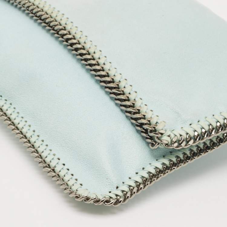 Pre Owned Stella McCartney Mint Green Faux Suede Falabella Foldover Clutch