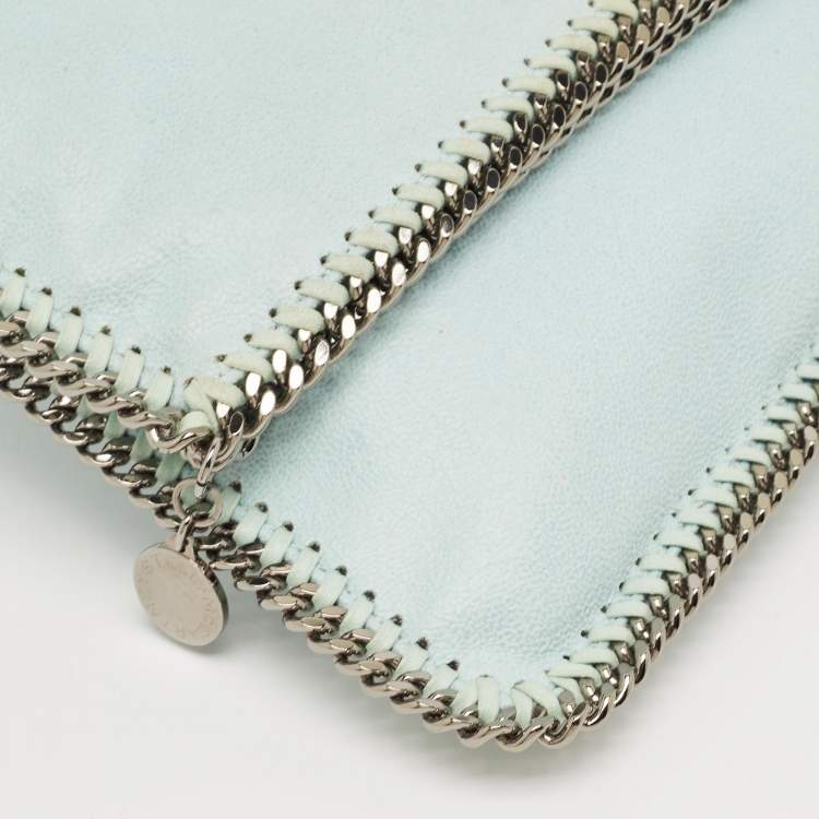 Pre Owned Stella McCartney Mint Green Faux Suede Falabella Foldover Clutch
