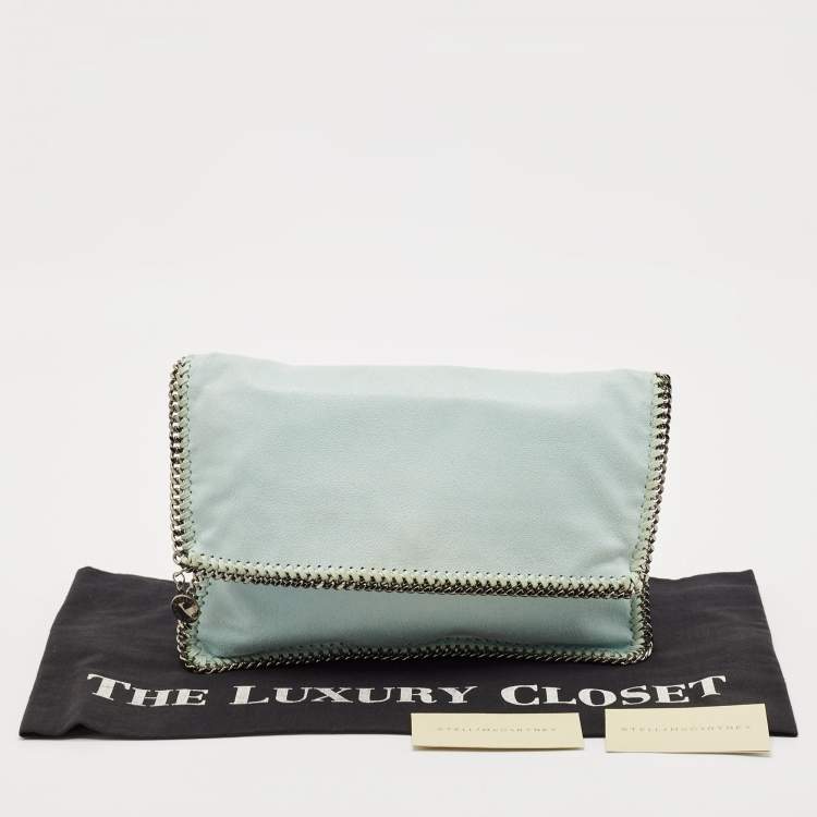 Pre Owned Stella McCartney Mint Green Faux Suede Falabella Foldover Clutch