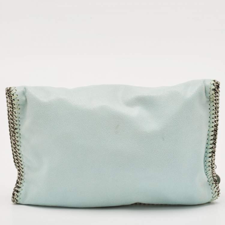 Pre Owned Stella McCartney Mint Green Faux Suede Falabella Foldover Clutch