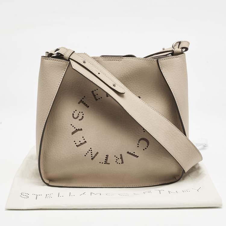 Pre Owned Stella McCartney Beige Faux Leather Logo Crossbody Bag