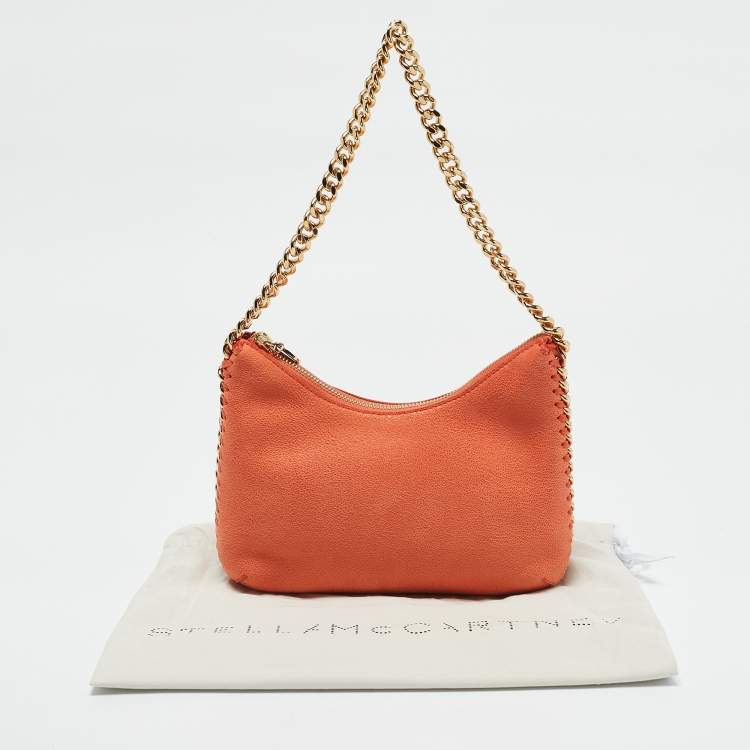Pre Owned Stella McCartney Orange Faux Suede Mini Zip Falabella Shoulder Bag