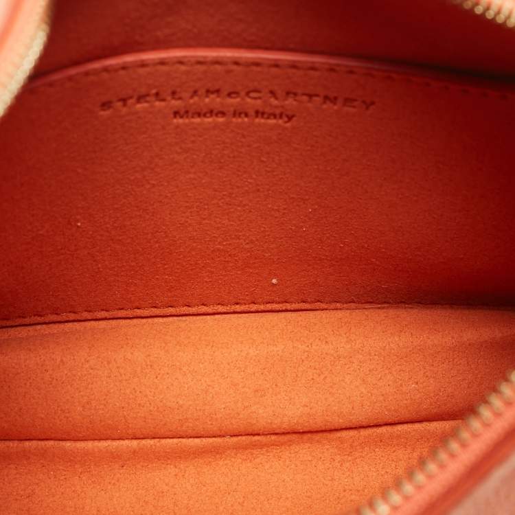 Pre Owned Stella McCartney Orange Faux Suede Mini Zip Falabella Shoulder Bag