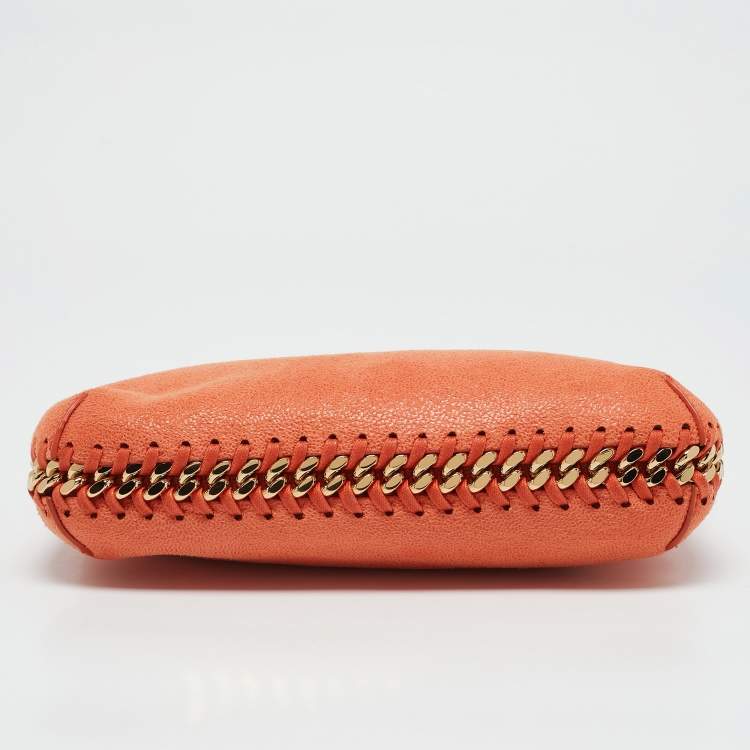 Pre Owned Stella McCartney Orange Faux Suede Mini Zip Falabella Shoulder Bag