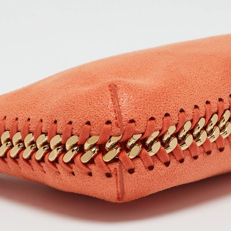 Pre Owned Stella McCartney Orange Faux Suede Mini Zip Falabella Shoulder Bag