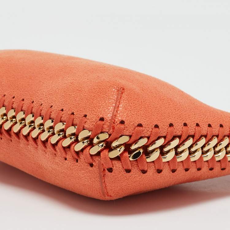 Pre Owned Stella McCartney Orange Faux Suede Mini Zip Falabella Shoulder Bag