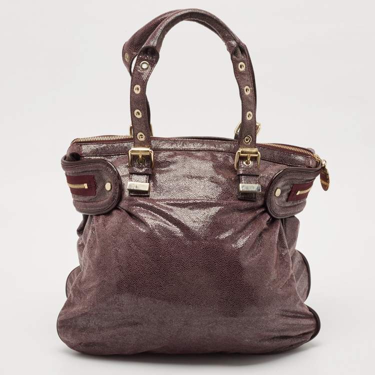 Pre Owned Stella McCartney Purple Faux Leather Appaloosa Tote