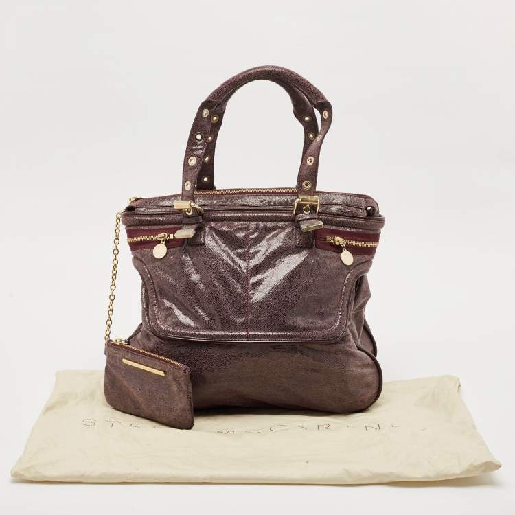 Pre Owned Stella McCartney Purple Faux Leather Appaloosa Tote