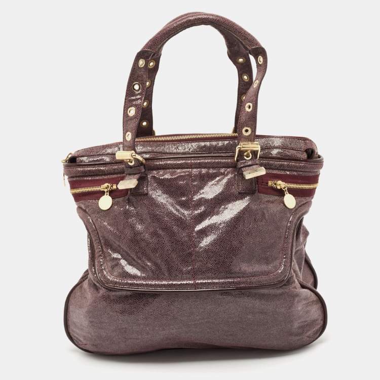 Pre Owned Stella McCartney Purple Faux Leather Appaloosa Tote