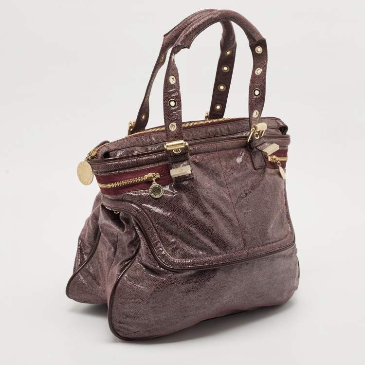 Pre Owned Stella McCartney Purple Faux Leather Appaloosa Tote