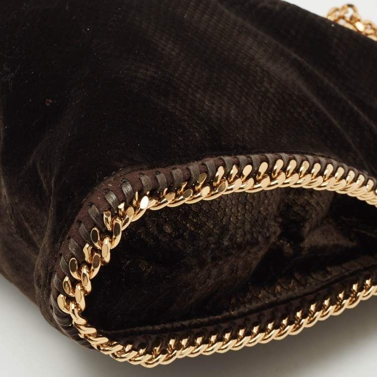 Pre Owned Stella McCartney Brown Python Print Velvet Small Falabella Tote