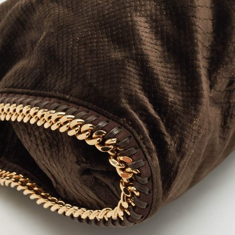 Pre Owned Stella McCartney Brown Python Print Velvet Small Falabella Tote