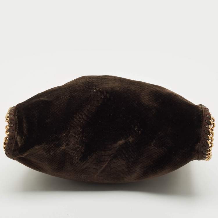 Pre Owned Stella McCartney Brown Python Print Velvet Small Falabella Tote