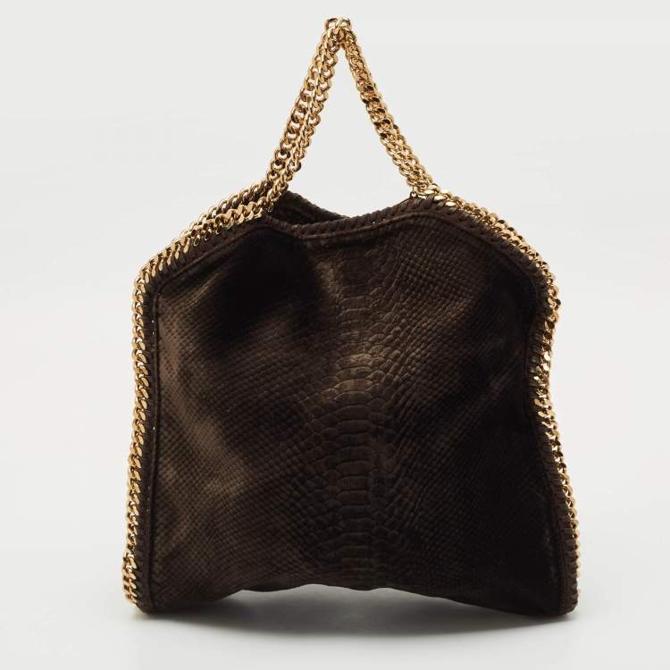 Pre Owned Stella McCartney Brown Python Print Velvet Small Falabella Tote