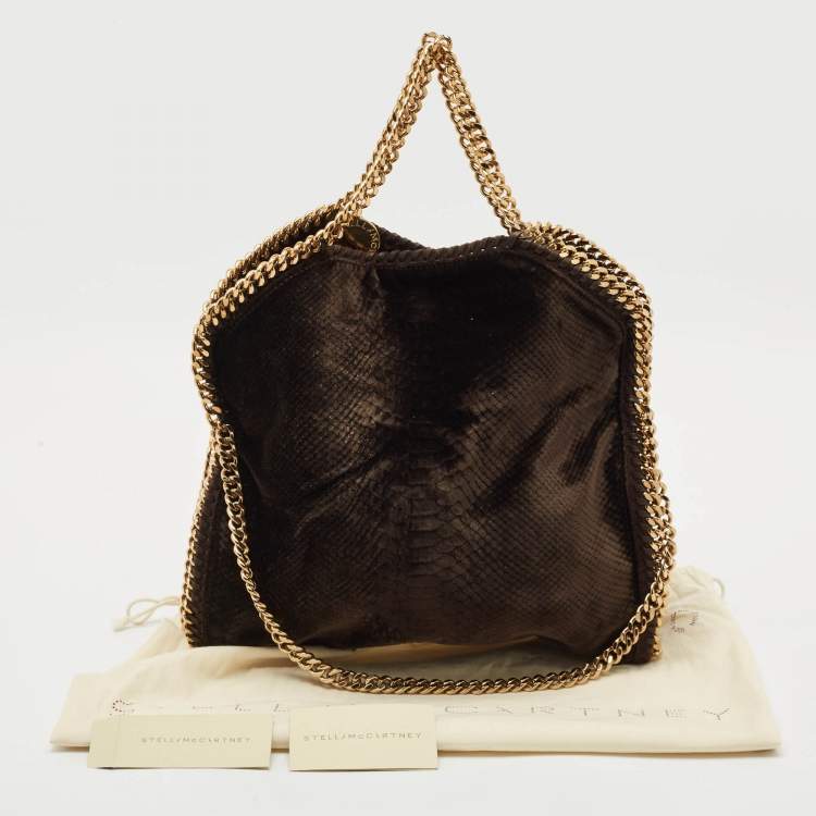 Pre Owned Stella McCartney Brown Python Print Velvet Small Falabella Tote
