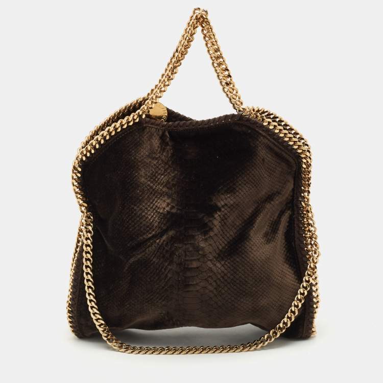 Pre Owned Stella McCartney Brown Python Print Velvet Small Falabella Tote