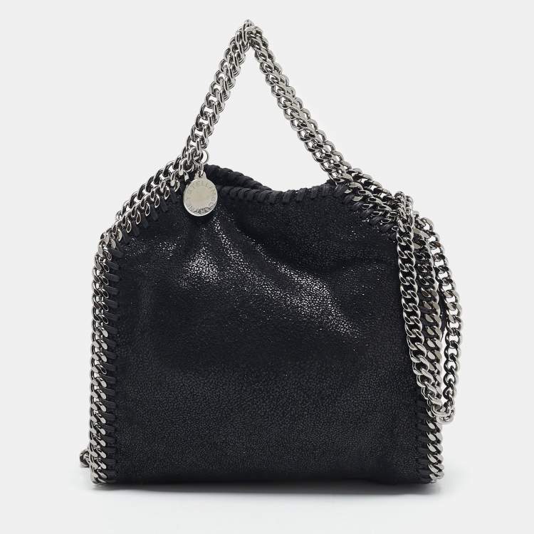 Pre Owned Stella McCartney Black Faux Suede Tiny Falabella Tote