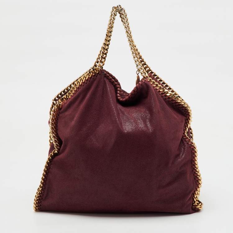 Pre Owned Stella McCartney Burgundy Faux Suede Small Falabella Tote