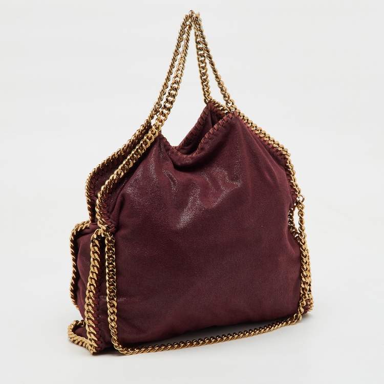 Pre Owned Stella McCartney Burgundy Faux Suede Small Falabella Tote