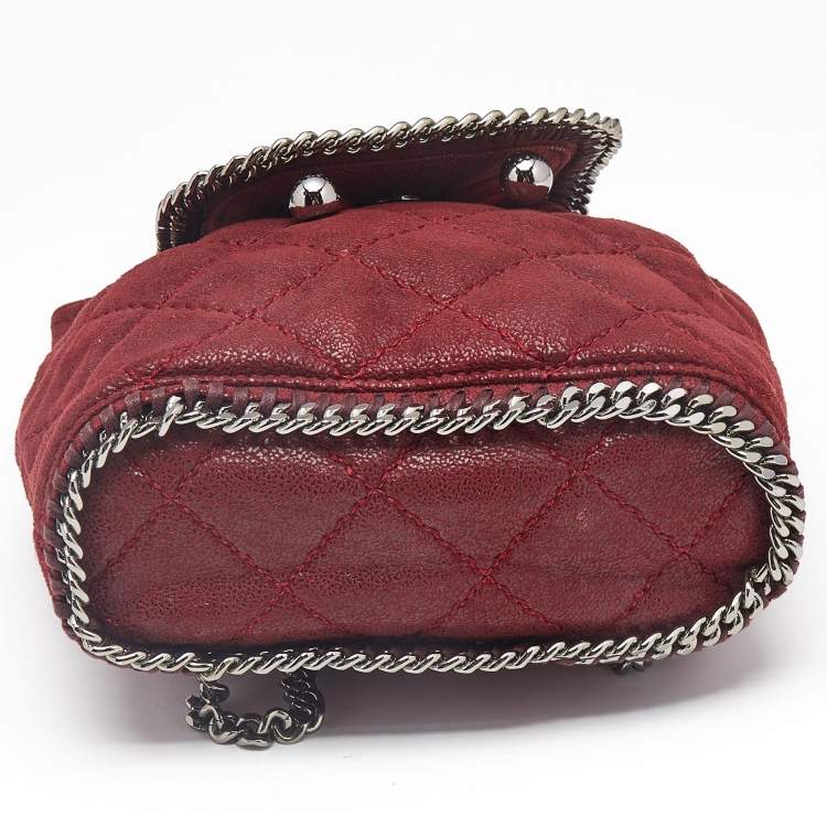 Pre Owned Stella McCartney Red Faux Suede Mini Falabella Drawstring Backpack