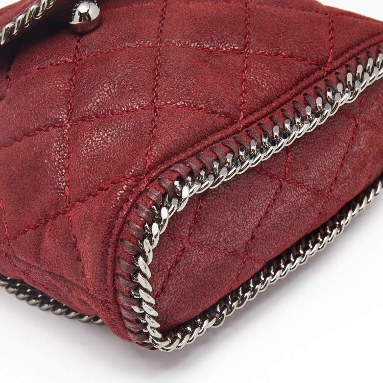 Pre Owned Stella McCartney Red Faux Suede Mini Falabella Drawstring Backpack