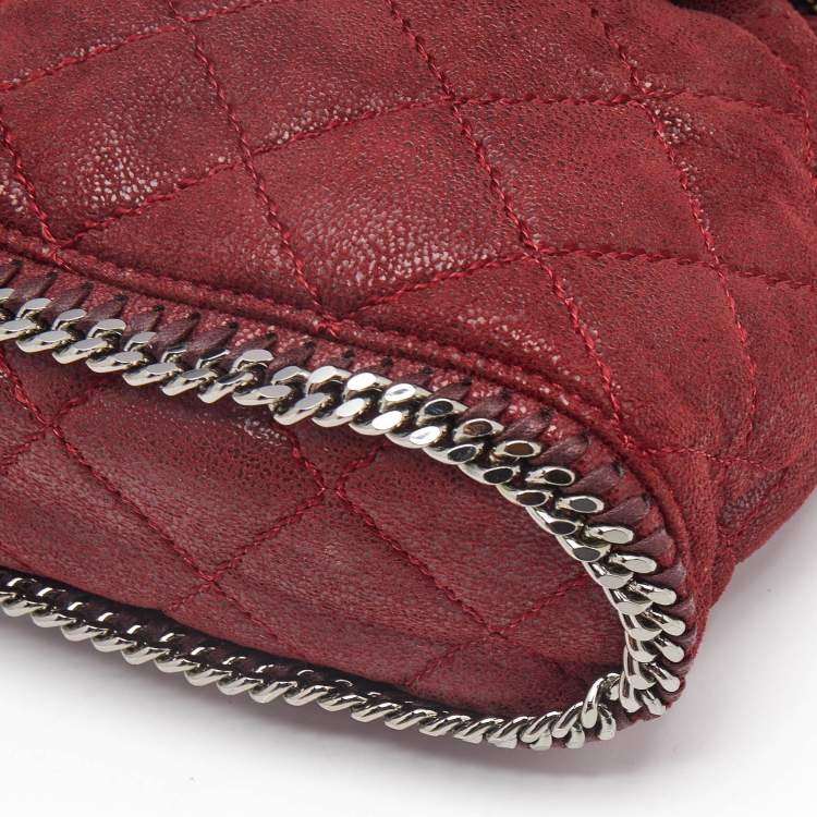 Pre Owned Stella McCartney Red Faux Suede Mini Falabella Drawstring Backpack