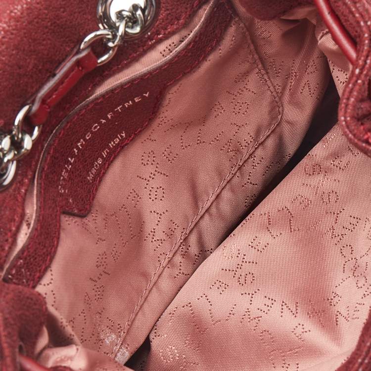 Pre Owned Stella McCartney Red Faux Suede Mini Falabella Drawstring Backpack