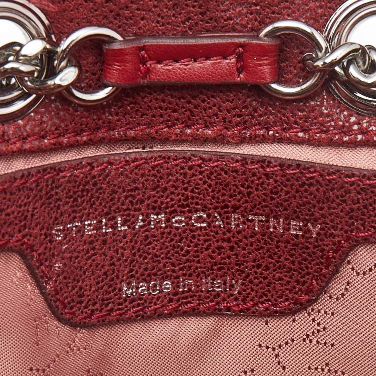 Pre Owned Stella McCartney Red Faux Suede Mini Falabella Drawstring Backpack