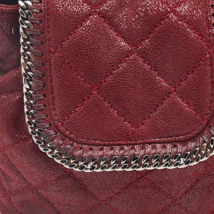 Pre Owned Stella McCartney Red Faux Suede Mini Falabella Drawstring Backpack